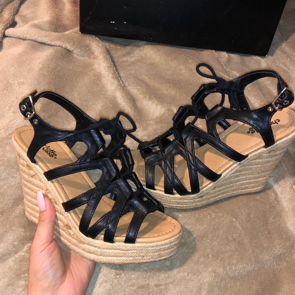 Black espadrille wedges